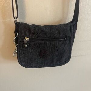Kipling Black Crossbody Bag with Silver Accents